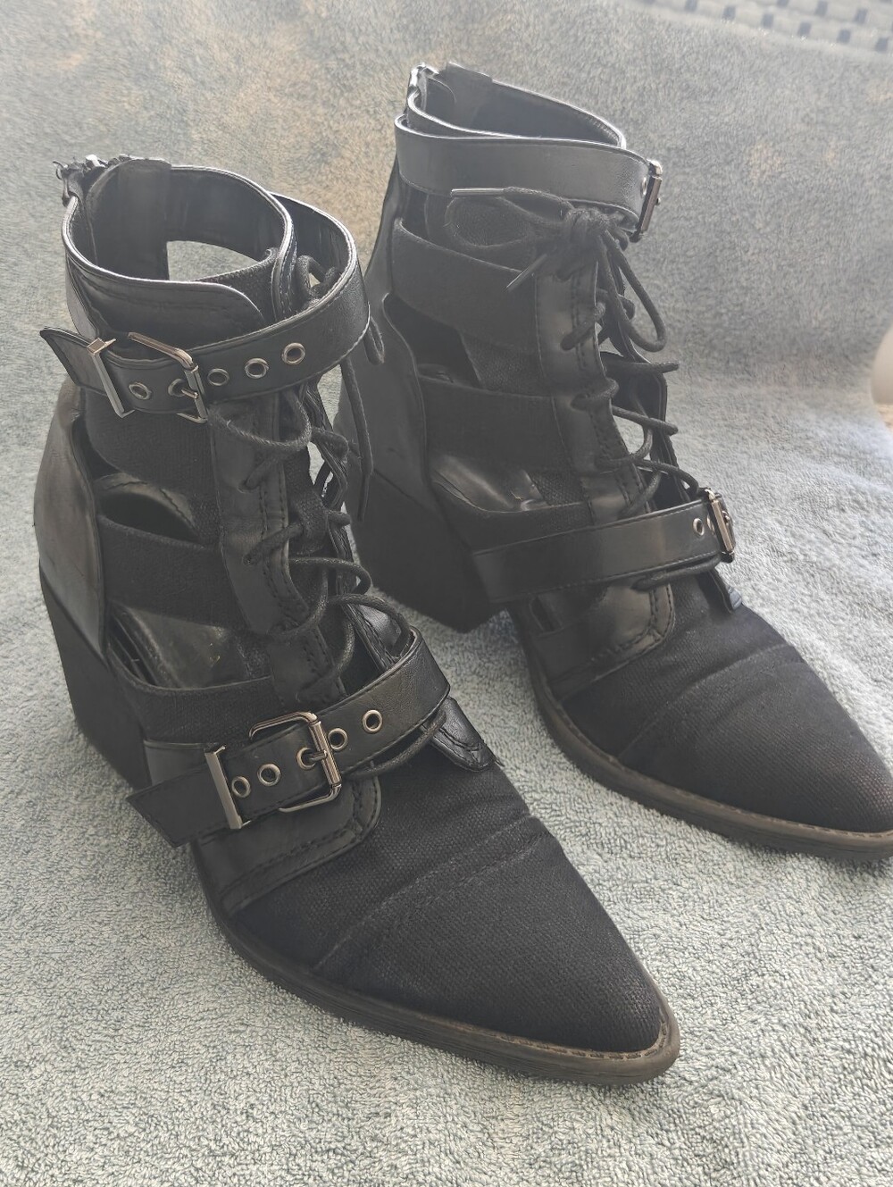 Punk Shoe Republic LA Black Chunky Ankle Boot 8.5 US Strappy